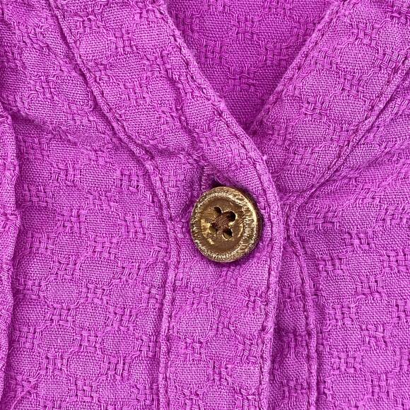 PRANA Top Womens M Cotton Textured Shirt Pintuck Boho Peasant Button Up Purple - Picture 6 of 14